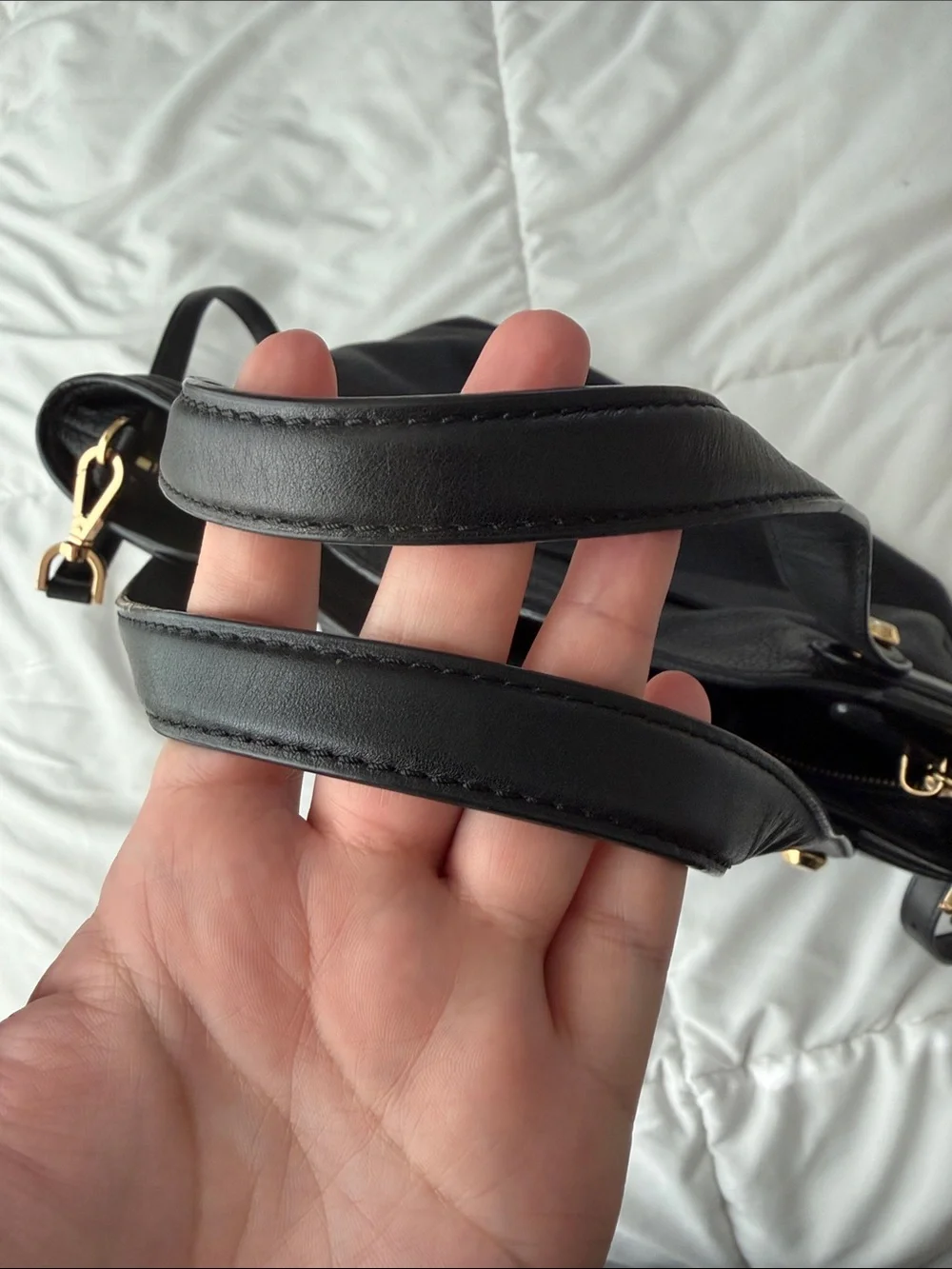 Michael Kors Black Pebbled Leather Tote with Gold Hardware